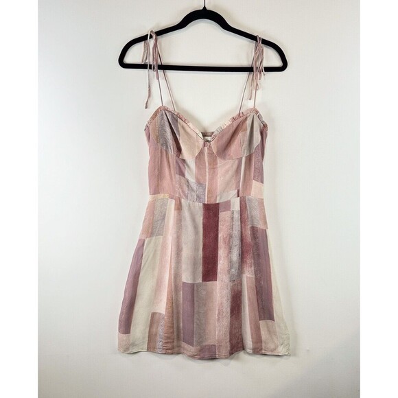 Aritzia Wilfred Women Dress Purple Fable Mini Patchwork Sweetheart A Line Size 6 - Picture 2 of 10